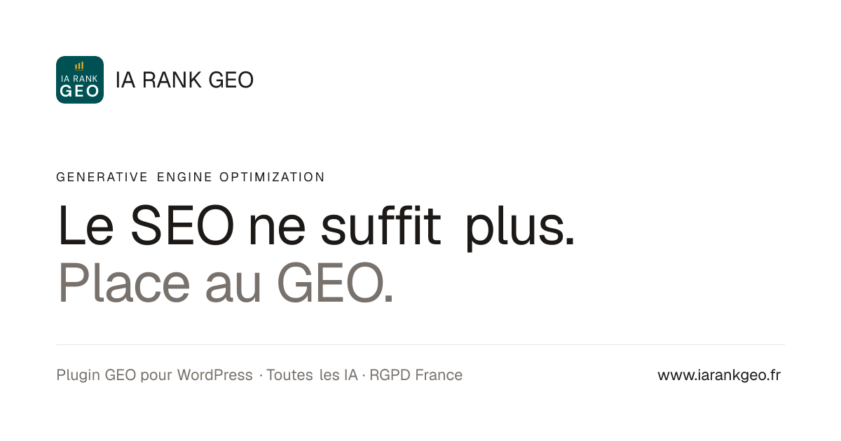 IA RANK GEO · Plugin GEO pour WordPress · Generative Engine Optimization